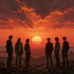 a beautiful but apocalyptic sunset, by greg rutkowski and noah bradley and ash thorp and moebius and jean giraud and giger and beksinski