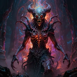 photorealistic physical manifestation of true eldritch horror in the style of michael whelan, gustave dore, and greg rutkowski. hyperdetailed photorealism, 1 0 8 megapixels, amazing depth, high resolution, 3 d shading, 3 d finalrender, 3 d cinematic lighting, macabre inspiration, glowing rich colors, psychedelic overtones, sinister and unsettling, artstation concept art, inposingly dreadful.