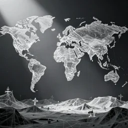 a fantastic world in wireframe