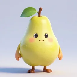 an anthropomorphic pear in the style of a 3D pixar character