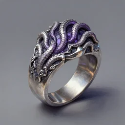 silver signet of a fantasy empire, engraved tentacles, purple, style of rossdraws, digital painting