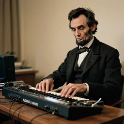abraham lincoln is producing lo - fi hiphop beats