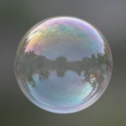 a bubble, iridescent, thin film refraction