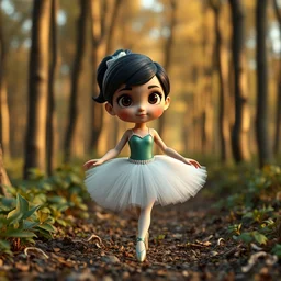 filipina prima ballerina as nendoroid walking in a forest in the incredibles movie style, anime, disney, pixar, 8 k, hd, dof, kodak film, volumetric lighting, subsurface scattering, photorealistic, octane render, details