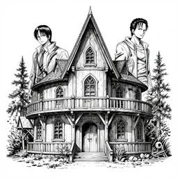 highly detailed ink illustration of the black lodge in the show twin peaks, b & w clean shaped illustration by kim jung gi, ron english and eiichiro oda