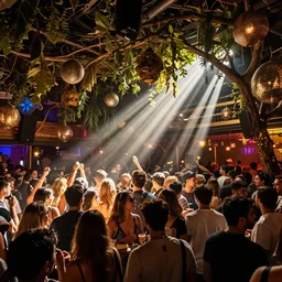 spring break at the club, mosh pit of partiers