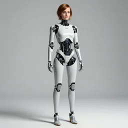 color studio photo of android emma watson detailed, full body, human, machine, hybrid