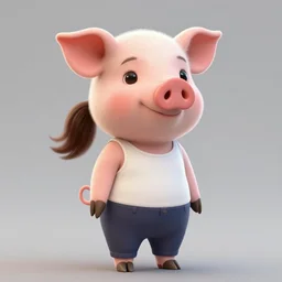 character portrait of a female anthro pig with a pigtail and a cute beautiful attractive detailed female pig face wearing a tanktop and slacks standing outside a city tattoo parlor with arm tattoos. Character design by charlie bowater, ross tran, artgerm, and makoto shinkai, detailed, inked, western comic book art