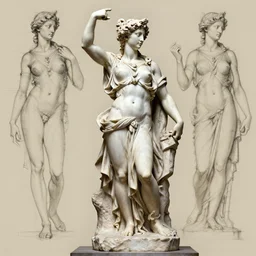 sculpture of persephone, goddess of the underworld, made by michelangelo, concept art