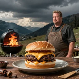 Hank Hill grilling a cheese burger for Randy Bo Bandy