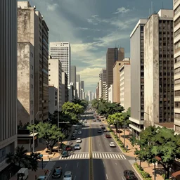 beautiful detailed comic illustration of avenida paulista with no cars