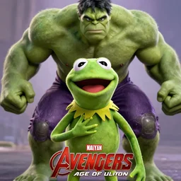 kermit the frog stars as the hulk in the 2 0 1 5 film avengers age of ultron, realistic action movie poster