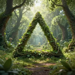 Penrose triangle made of vines, in the middle of a secret secluded garden grove, soft lighting, god rays, peaceful, fae, trending on artstation, photo, 8k