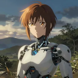 a portrait of a cyborg in a scenic environment by asano inio