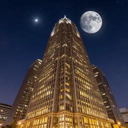 architecture photography by lee madgwick, night scene, brilliant lights, breathtaking stars, detailed, moon, 4k, HDR