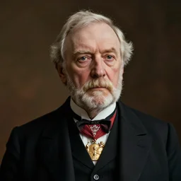 portrait of an elderlyvictorian politician wearing medals, male, victorian, detailed face, highly detailed, cinematic lighting, photograph by elliott & fry