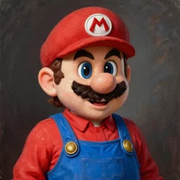 portrait of borat as mario, realistic oil painting