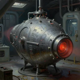 classic oil painting, closeup of a dangerous nuclear powered device, as a dnd cover illustration, inside of an abandoned lab, ominous, concept art, extremely detailed, smooth, sharp focus, art by brothers hildebrandt