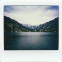 1 9 5 0 s polaroid picture of a beautiful mountain lake