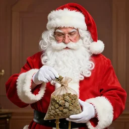 santa clause with a sack of marijuana