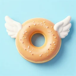 donut with wings, light blue background
