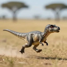 award winning photo by saul leiter of a tiny gray dinosaur running in the savannah, motion blur, tiny gaussian blur, insanely detailed, insanely intricate, depth of field, low contrast, summer, wide aperture, view from far, action photography