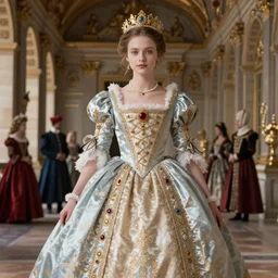 young attractive beautiful duchess in versailles, wow 4 k detail fantasy, matte painting, realistic materials, photo realistic, postprocessing, cinematic, hyperrealistic, studio lighting, ekaterina, the tudors, photography by richard jenkins