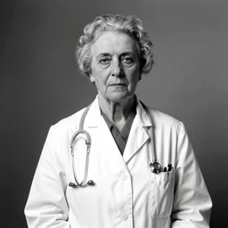 photo portrait of a old female medical doctor photo by Diane Arbus and Louis Daguerre