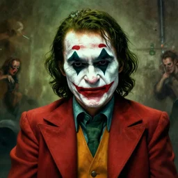 portrait of the joker, drama, chaos matte painting by hieronymus bosch and zidislaw beksinsky