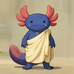 axolotl wearing a toga