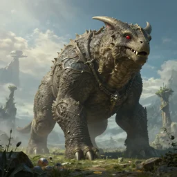 highly detailed elden ring portrait photo of a huge mumakil - torterra in a scenic mythpunk environment, hyperrealistic illustration by william didier - pouget