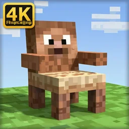 screenshot of a giant chair in minecraft, 4k
