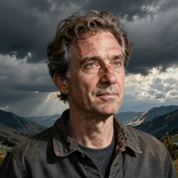 a caricature of an artist who fears his work will be taken away by ai.