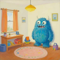 a painting of a kids room with a monster by tim jacobus