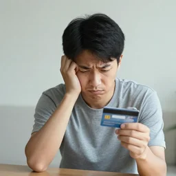an man face show his sad because dream now use credit