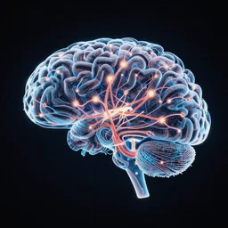 an incomprehensibly complex brain, in the texture of an infinite pixel cloud, firing and wiring brain Synapses