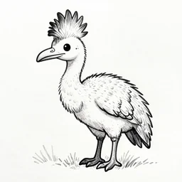 cassowary!! lineart, trending on artstation, chibi, kawaii, ink and watercolour
