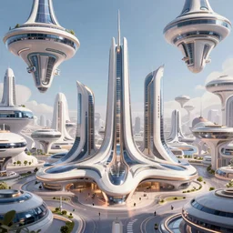highly detailed futuristic metaverse city architecture by Oscar Niemeyer , in the style of pixar animation, floating buildings, reflective lighting, empty streetscapes, surrounded by lush colorful vegetation, ground-level view, puddles of water, stunning sunny lighting, sunrise, vivid colors, trending on Artstation, 8k, ray tracing, hyper detailed, unreal engine 5, cinematic, epic lighting, cryengine, octane render, cyberpunk, red and orange glow, vibrant