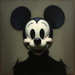 mickey mouse head that looks like a black shadow, by tom bagshaw