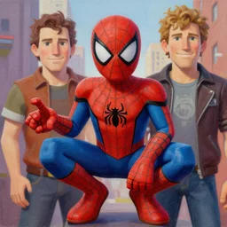 a highly detailed painterly painting of robloxian peter parker, by james gurney, greg rutkowski, by craig mullins, ( ( ( ( ( spiderman