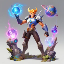 a magic mechanic using magic powers to rebuild and restore a planet. overwatch character, concept art, character design, artstation trending, by rossdraws, wlop, greg rutkowski, greg manchess