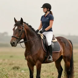 woman riding a horse, the horse looks like a man