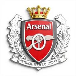 a coat of arms containing a red and white arsenal football club crest, line drawing, official documentation, highly colorful, 3 d render, high quality
