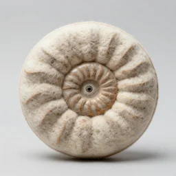 a well made handmade felt plush toy of an ammonite fossil.