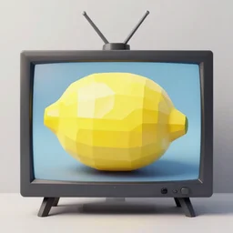 low poly TV showcasing a lemon