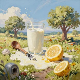 a messy painting of a land of milk and honey, trending on artstation, highly detailed, ultrarealistic, digital art
