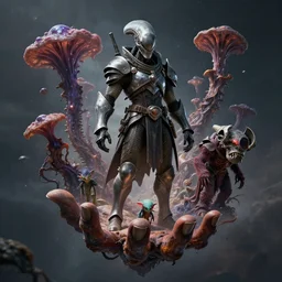 by artgerm and agostino arrivabene, visually stunning, cinematic, ultra realistic, hyper realism, epic, octane render, unreal engine, vfx, maya, alien space knight, planet floating above his open hand, fungal enchanter, murloc tinyfin, dread infernal, wee whelp, battle ram
