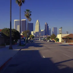 los angeles. perspective landscape. strong shadows. deep colorful soft gradients, and translucence. by norman rockwell and eyvind earle
