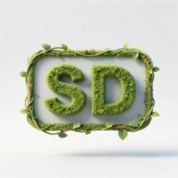 a 3 d rendered text box saying sd with vines stretching across the image