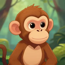 beautiful detailed cute character design of a cartoon monkey, tlk, tlk, in the style of'the jungle book'profile pic. deviantart adoptable, style of maple story and zootopia, portrait studio lighting by jessica rossier and brian froud in the style of disney balto, artstation deviantart alphonse mucha